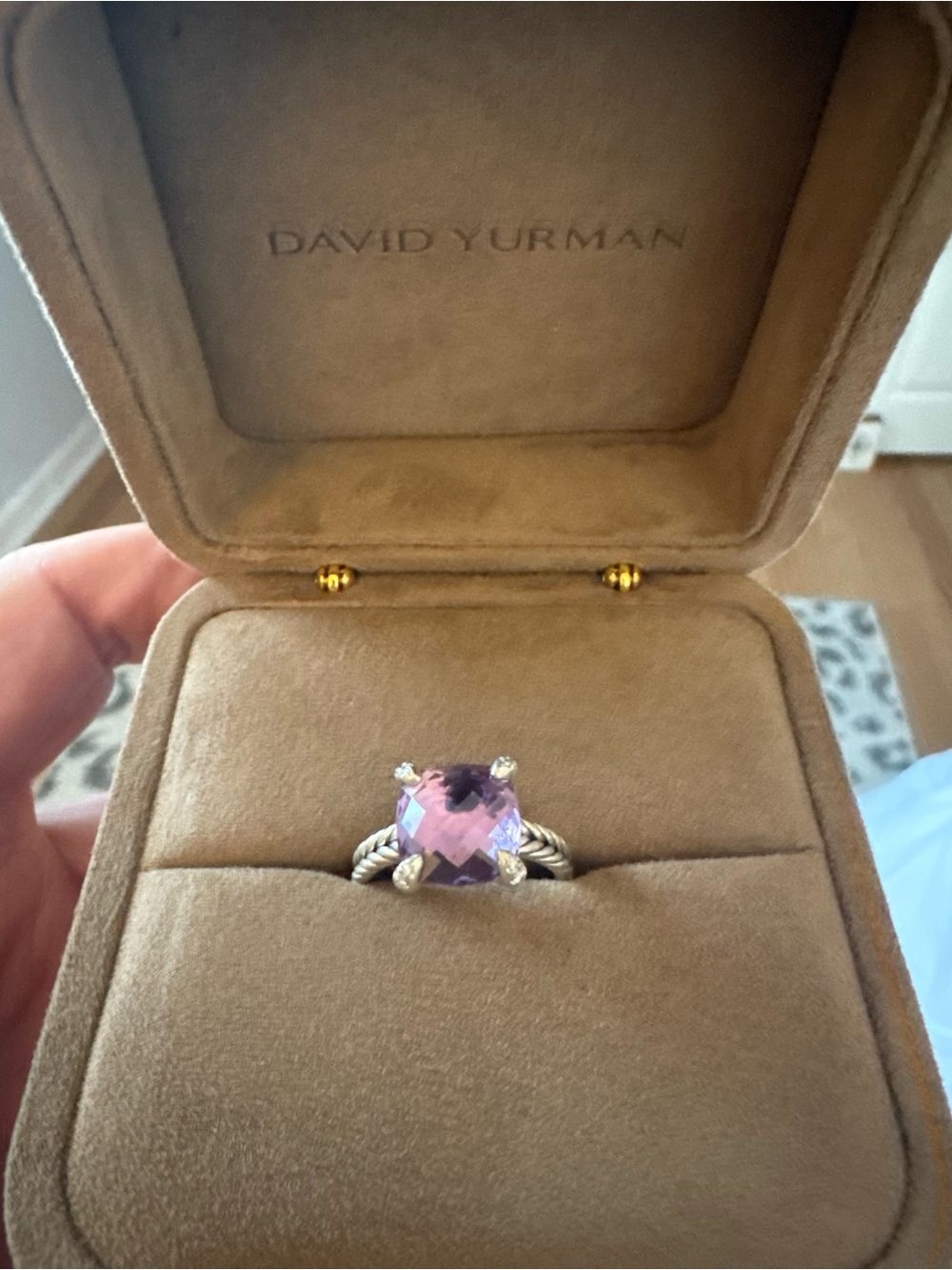 David Yurman Chatelaine Amethyst with diamonds ring. Size 8